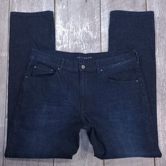 Mott & Bow Mens Slim Crosby Jeans Size 36x32 Blue Denim Straight Leg Mid Rise - Picture 4 of 10